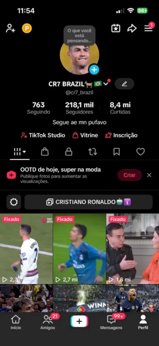 Resultado real: página com 218 mil seguidores